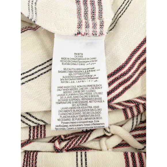 BCBGMAXAZRIA Milana Lace Up Tunic Dress Pockets White Red Black Striped Pullover - Picture 10 of 11